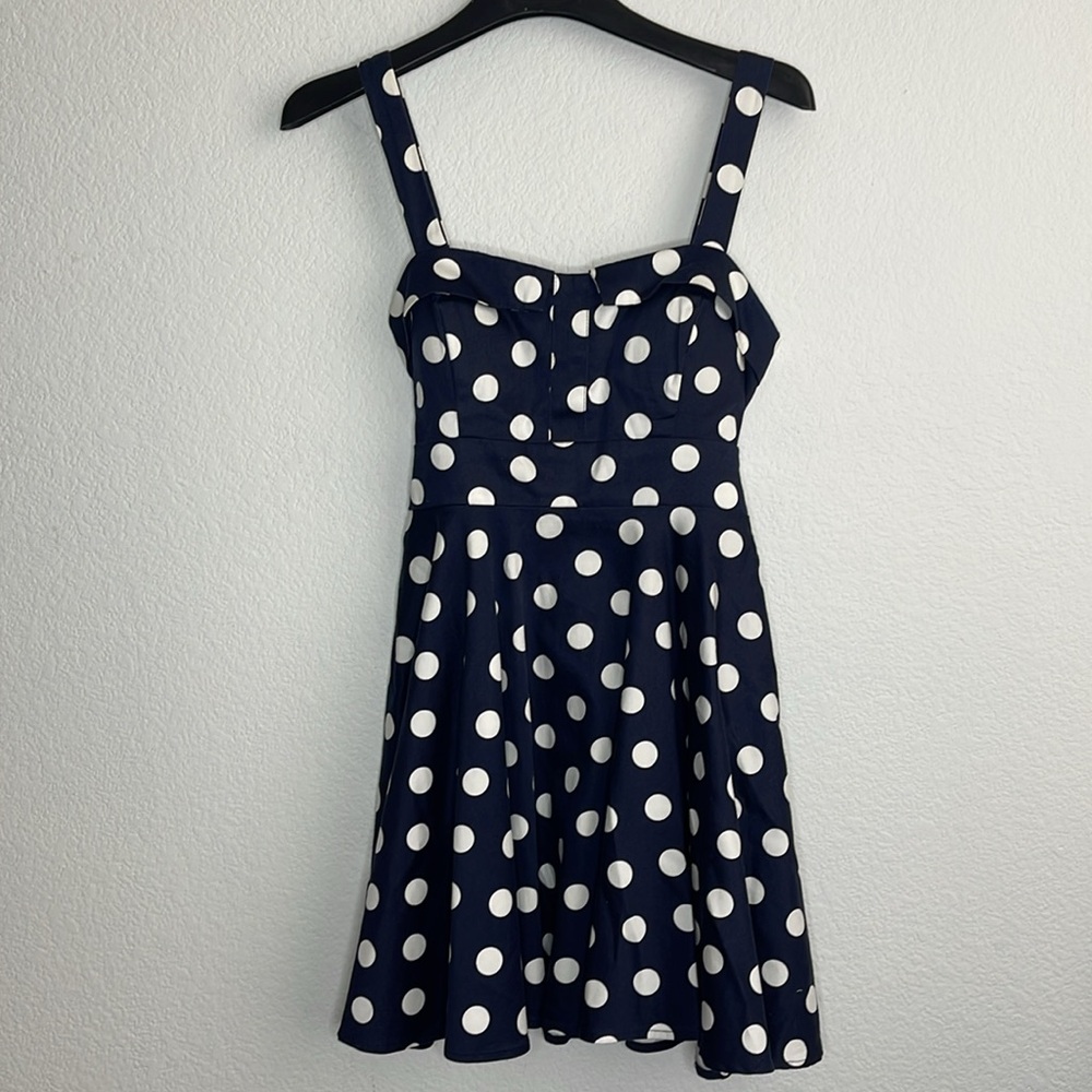 iXiA Sundress ModCloth Summer Traveling Cupcake Dress Navy & White Polka Dots